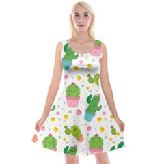 cactus pattern Reversible Velvet Sleeveless Dress