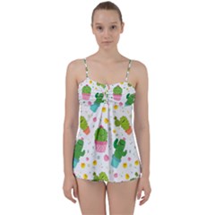 cactus pattern Babydoll Tankini Set