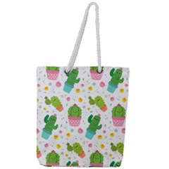 cactus pattern Full Print Rope Handle Tote (Large)