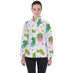 cactus pattern Women s High Neck Windbreaker