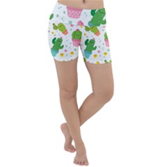 cactus pattern Lightweight Velour Yoga Shorts