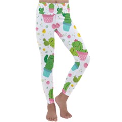 cactus pattern Kids  Lightweight Velour Classic Yoga Leggings