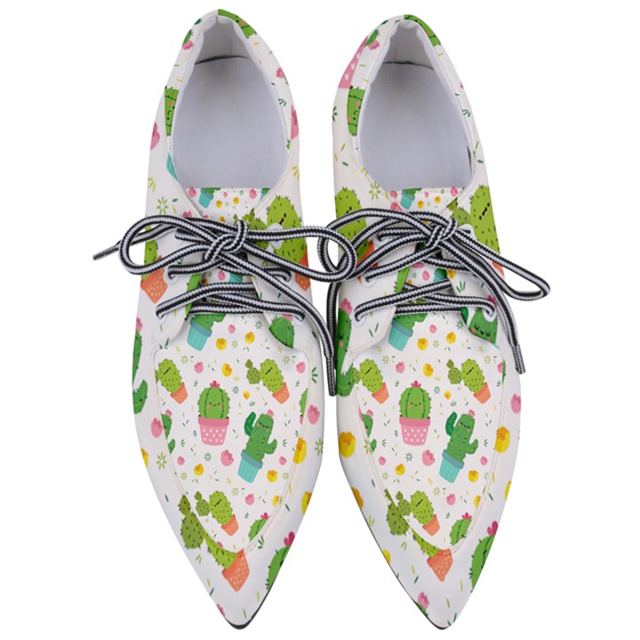 cactus pattern Women s Pointed Oxford Shoes