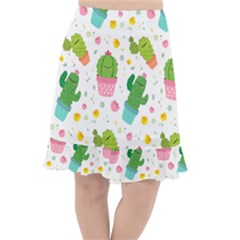 cactus pattern Fishtail Chiffon Skirt