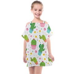 cactus pattern Kids  One Piece Chiffon Dress