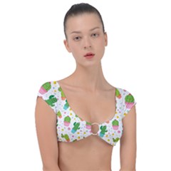 cactus pattern Cap Sleeve Ring Bikini Top