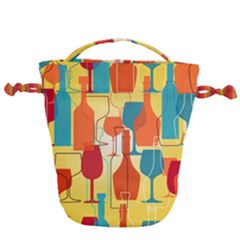I Love Wine Drawstring Bucket Bag by designsbymallika