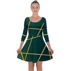 Golden Lines Pattern Quarter Sleeve Skater Dress by designsbymallika