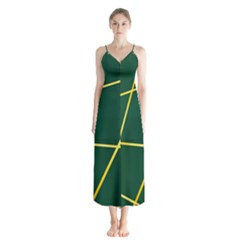 Golden Lines Pattern Button Up Chiffon Maxi Dress by designsbymallika