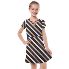 Metallic Stripes Pattern Kids  Cross Web Dress by designsbymallika