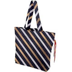 Metallic Stripes Pattern Drawstring Tote Bag by designsbymallika