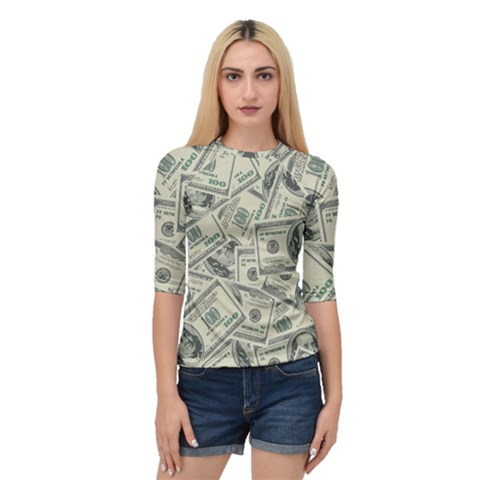 100 Dollar Bills Quarter Sleeve Raglan Tee by myuique