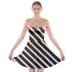 Silver Stripes Pattern Strapless Bra Top Dress by designsbymallika