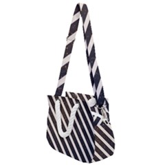 Silver Stripes Pattern Rope Handles Shoulder Strap Bag by designsbymallika