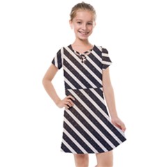 Silver Stripes Pattern Kids  Cross Web Dress by designsbymallika