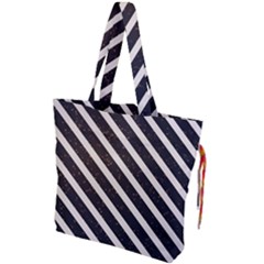 Silver Stripes Pattern Drawstring Tote Bag by designsbymallika