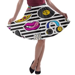 Disco Theme A-line Skater Skirt by designsbymallika