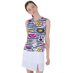 Disco Theme Women s Sleeveless Sports Top