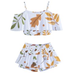 Autumn Love Kids  Off Shoulder Skirt Bikini by designsbymallika