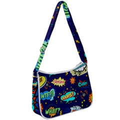 Bada Boom Pattern Zip Up Shoulder Bag by designsbymallika