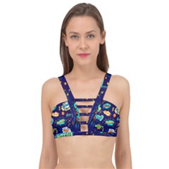 Bada Boom Pattern Cage Up Bikini Top by designsbymallika