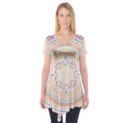 Mandala Pattern Short Sleeve Tunic  by designsbymallika