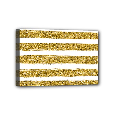 Golden Stripes Mini Canvas 6  X 4  (stretched) by designsbymallika