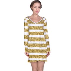 Golden Stripes Long Sleeve Nightdress by designsbymallika