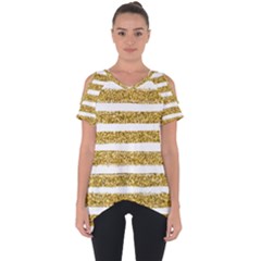 golden stripes Cut Out Side Drop Tee