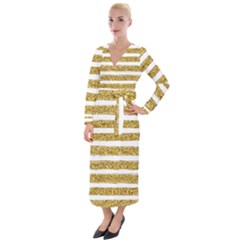 Golden Stripes Velvet Maxi Wrap Dress by designsbymallika