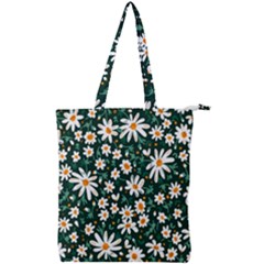 White Floral Pattern Double Zip Up Tote Bag by designsbymallika