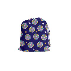 Cube Pattern Drawstring Pouch (small) by designsbymallika