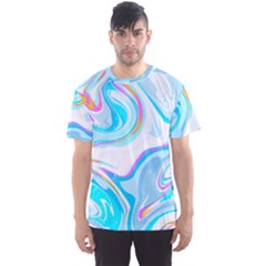 Blue Marble Print Men s Sports Mesh Tee