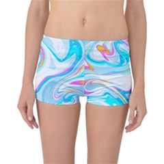 Blue Marble Print Reversible Boyleg Bikini Bottoms by designsbymallika