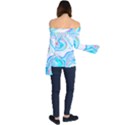 blue marble print Off Shoulder Long Sleeve Top View2