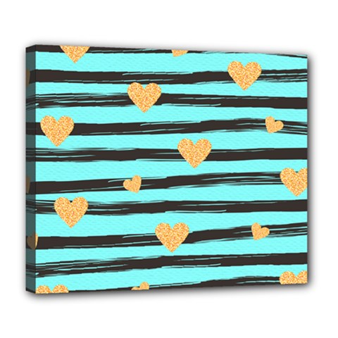 Stripes Heart Pattern Deluxe Canvas 24  X 20  (stretched) by designsbymallika