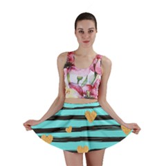 Stripes Heart Pattern Mini Skirt by designsbymallika