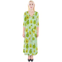 Avocado Love Quarter Sleeve Wrap Maxi Dress by designsbymallika