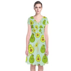 Avocado Love Short Sleeve Front Wrap Dress