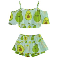 Avocado Love Kids  Off Shoulder Skirt Bikini by designsbymallika