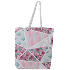 Pink Patchwork Full Print Rope Handle Tote (large) by designsbymallika