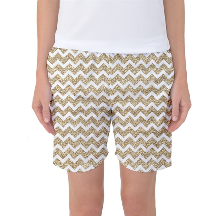 Gold Glitter Chevron Women s Basketball Shorts