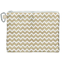 Gold Glitter Chevron Canvas Cosmetic Bag (xxl) by mccallacoulture