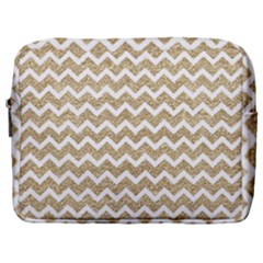 Gold Glitter Chevron Make Up Pouch (large) by mccallacoulture