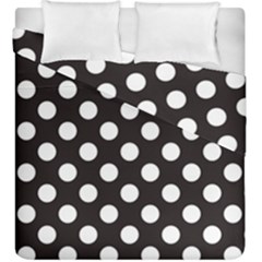 Black With White Polka Dots Duvet Cover Double Side (king Size) by mccallacoulture