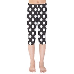 Black With White Polka Dots Kids  Capri Leggings  by mccallacoulture