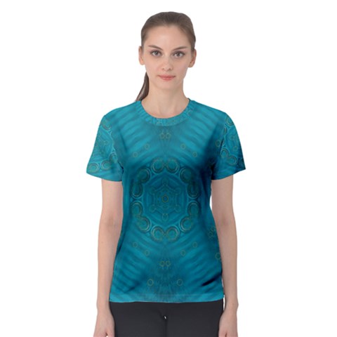 Spiritual Sun Is Raising Over The Peace Of Mind Sea Women s Sport Mesh Tee by pepitasart