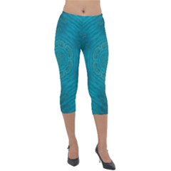 Spiritual Sun Is Raising Over The Peace Of Mind Sea Lightweight Velour Capri Leggings  by pepitasart