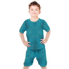 Spiritual Sun Is Raising Over The Peace Of Mind Sea Kids  Tee And Shorts Set by pepitasart