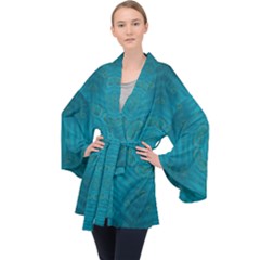 Spiritual Sun Is Raising Over The Peace Of Mind Sea Long Sleeve Velvet Kimono 